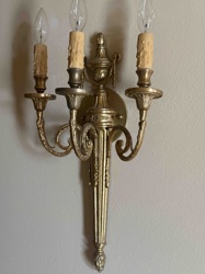 Vintage Brass Two-Light Wall Sconce with Faux Candle Sleeves
