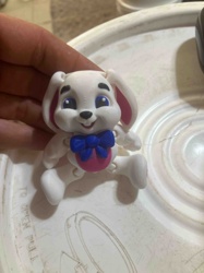 White Rabbit Figurine with Blue Bowtie