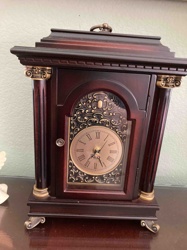 Wood and Brass Mantel Clock