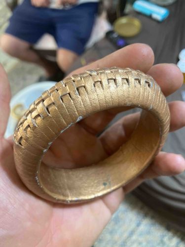 Woven Pattern Coppery-Gold Bangle Bracelet