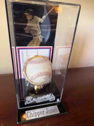 Chipper Jones Autographed Baseball Display with Certificate of Authenticity