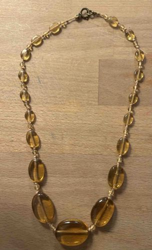 Graduated Amber-Colored Beaded Necklace