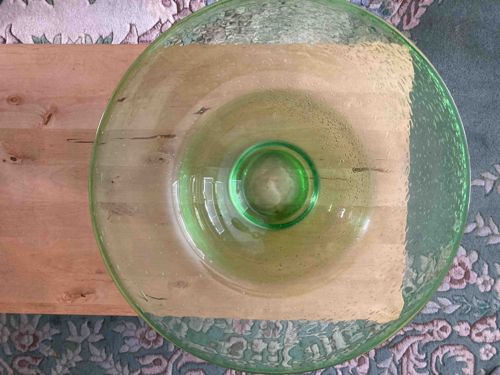 Vintage Green Depression Glass Serving Bowl