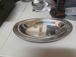 Silver-Plated Oval Serving Dish with Rope Edge
