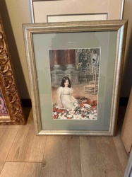 Framed Print of a Young Girl with Flowers (possibly 'Carnation, Lily, Lily, Rose' by John Singer Sargent)