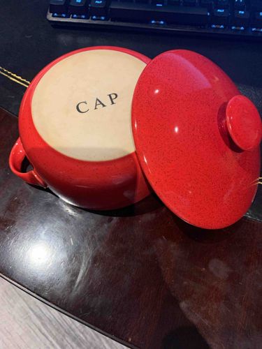 Red Speckled Ceramic Lidded Pot (Tureen/Crock)