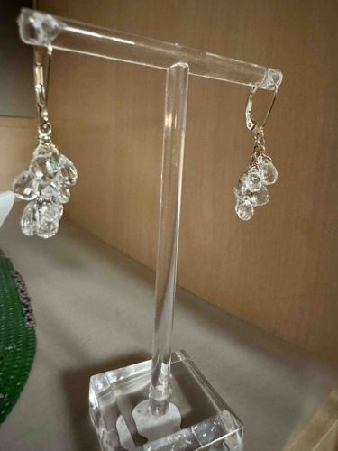 Sterling Silver and White Topaz Briolette Cluster Dangle Earrings