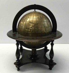 Solid Brass Spinning Globe with Astrological Stand