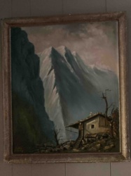 Alpine Mountain Landscape with Chalet Painting