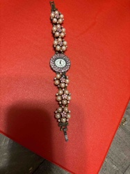 Faux Pearl and Pavé Crystal Bracelet Watch