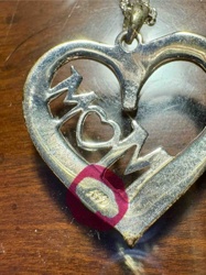Sterling Silver 'Mom' Heart Pendant with Chain