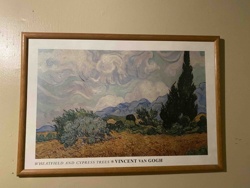 Framed Print of 'Wheatfield and Cypress Trees' by Vincent van Gogh