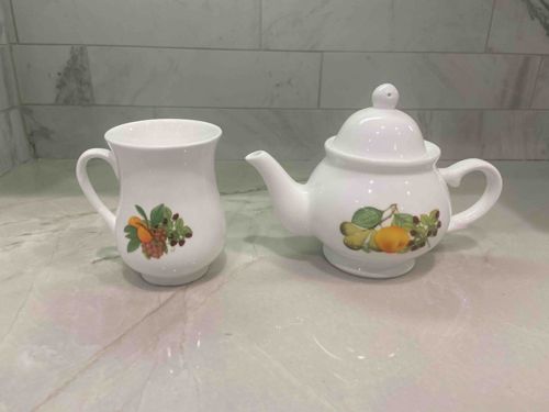 Single Serve Ceramic Tea Set with Fruit Design