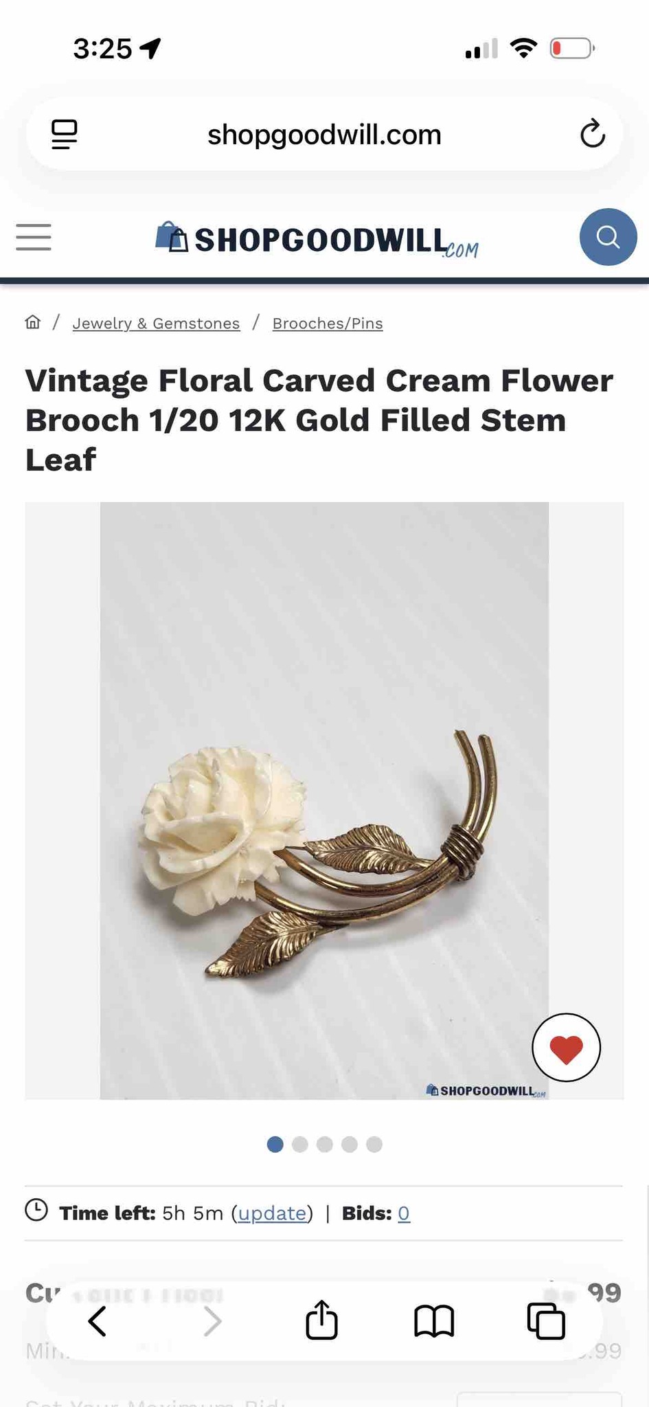 Submitted photo of Vintage Carved Flower Brooch