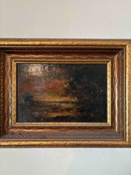 Framed Romantic Landscape Painting