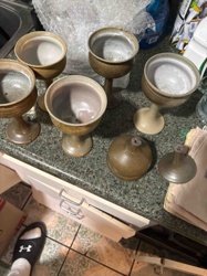 Handmade Studio Pottery Goblets and Vases/Decorative Spheres (Set of 8)