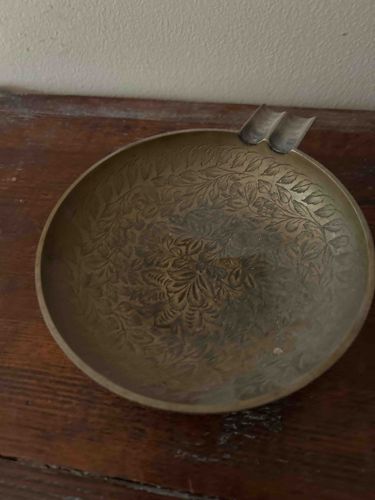 Vintage Engraved Brass Ashtray