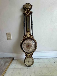 Vintage Wall-Mounted Banjo Style Weather Station and Clock