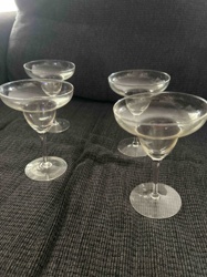 Set of Four Clear Glass Margarita/Coupe Glasses