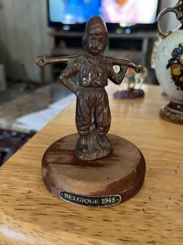 Vintage Bronze Belgian Water Boy Figurine 1945