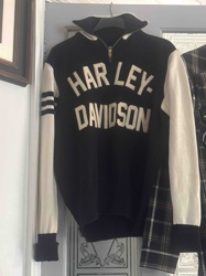 Vintage Harley-Davidson Quarter-Zip Knit Sweater