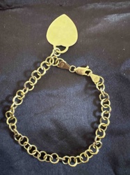 750 Gold Rolo Chain Bracelet with Heart Tag