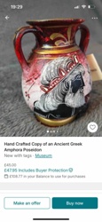 Hand-Crafted Copy of an Ancient Greek Amphora with Poseidon Motif