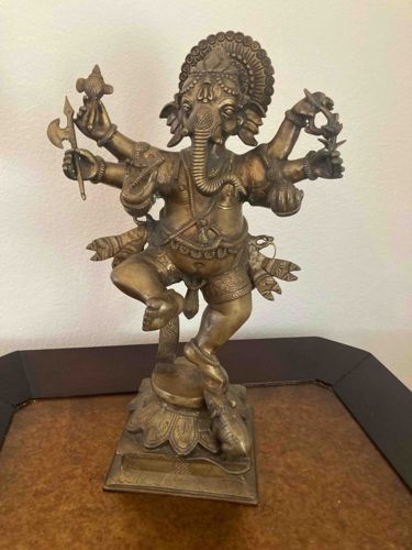 Dancing Ganesha Bronze Finish Statue (Nritya Ganapati)