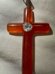 Vintage Carnelian Cross Pendant with Central Inlay