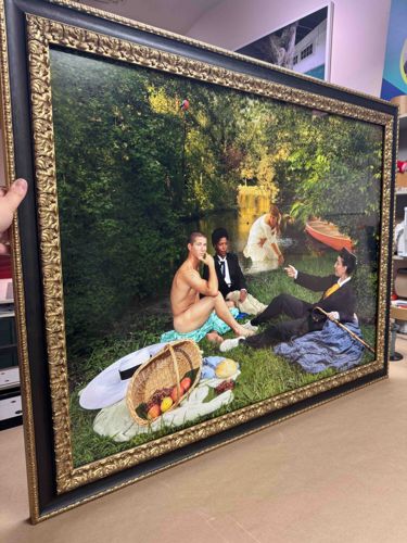 Modern Interpretive Picnic Scene Framed Art Print