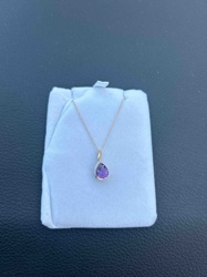 Gold-Tone Pear-Cut Amethyst and Diamond/White Sapphire Halo Necklace