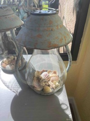 Decorative Coastal-Style Lantern with Seashells