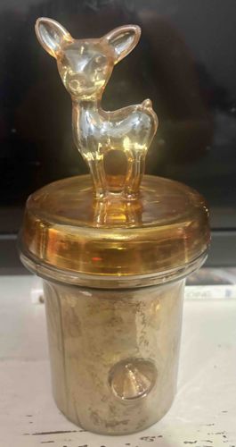 Vintage Depression Glass Deer (Fawn) Topped Candy Dish or Jar