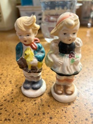 Vintage Boy and Girl Ceramic Salt and Pepper Shakers