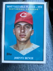 Johnny Bench 1972 Most Valuable Player National League Baseball Card