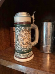 Vintage Ceramic English Setter Hunter's Beer Stein with Pewter Lid