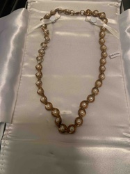 Gold-Tone Faux Pearl Link Necklace