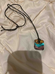 Murano Style Fused Glass Pendant Necklace