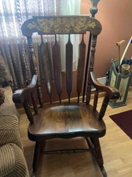 Wooden Rocking Chair with Painted Decoration