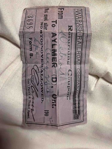 Vintage Wabash Railroad Company Returning Coupon