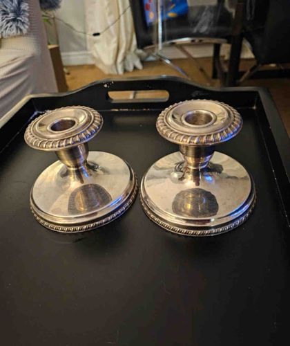 Pair of Silver-Plated Candlesticks