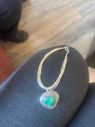 Multi-Strand Necklace with Malachite Heart Pendant