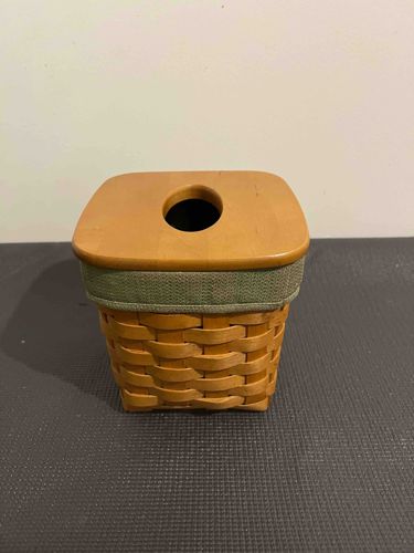 Longaberger Woven Wood Tissue Basket with Wooden Lid