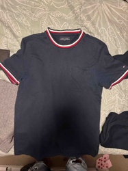 Tommy Hilfiger Navy Blue Striped Ribbed T-Shirt