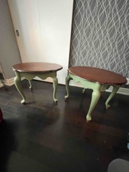 Pair of Scalloped Pedestal End Tables