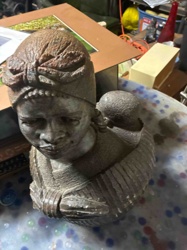 African Mother and Child Bust Sculpture