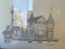 Victorian House Architectural Ink Drawing