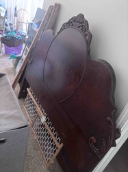 Antique Ornate Wooden Headboard