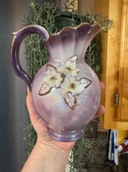 Iridescent Lavender Floral Pitcher/Vase