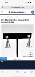 925 Sterling Silver Vintage Bell Earrings